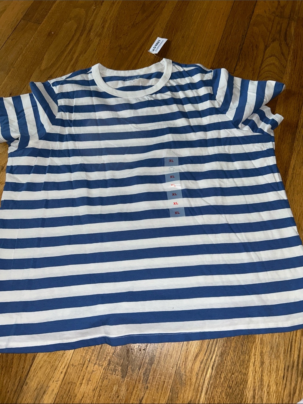 Striped Blue & White Crewneck Tee - women’s never worn